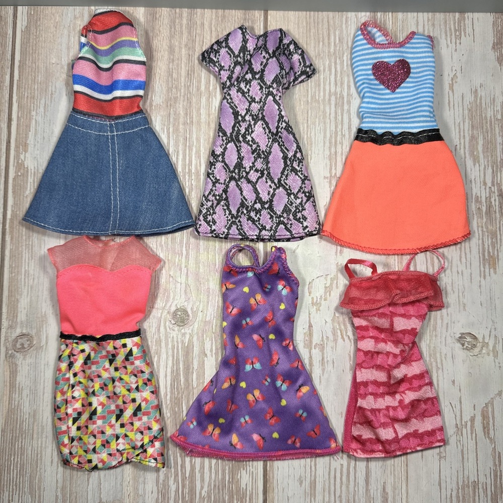 Barbie Doll Clothing Lot Of 6 Short Barbie Dresses